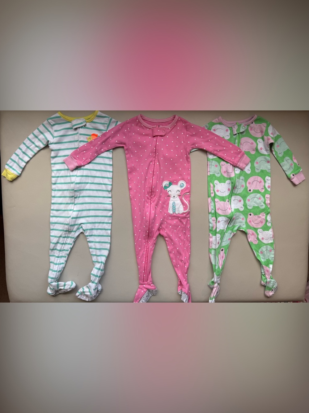 👶 Baby Girl Footed Pajama Set – 3 Piece